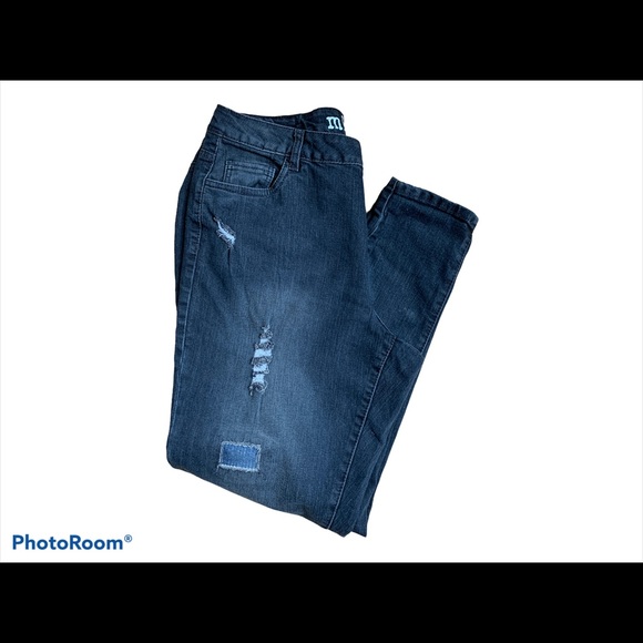 MBLM Black Distressed Skinny Jeans - Picture 1 of 5